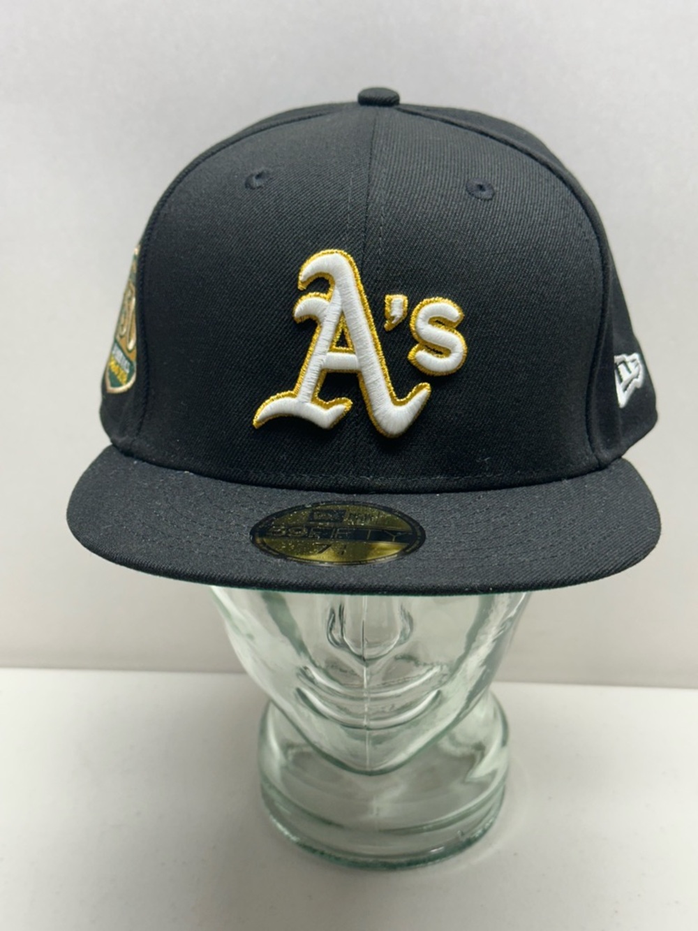 Oakland A’s New Era 7 3/4 Patch 50th Anniversary Black Fitted Hat 616